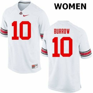 NCAA Ohio State Buckeyes Women's #10 Joe Burrow White Nike Football College Jersey JXB1445SH